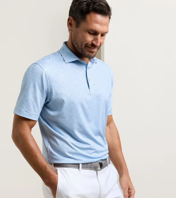 Pennants Performance Jersey Polo in Stream Blue