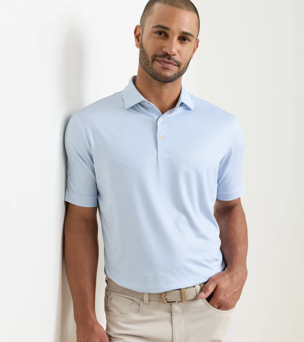 Phoenix Performance Jersey Polo in WHITE / BLUEBIRD