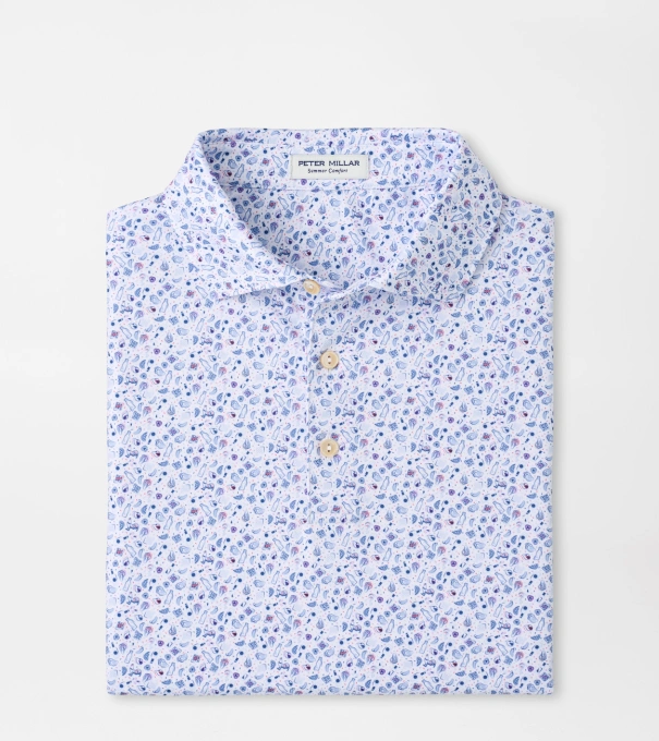 Oyster Roast Performance Jersey Polo in White