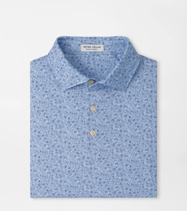Parker Performance Jersey Polo in Stream Blue