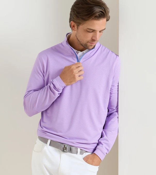 Perth Basketweave Performance Quarter-Zip in PINK PARFAIT