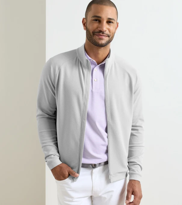 Cradle Piqu&eacute; Performance Full-Zip in British Grey