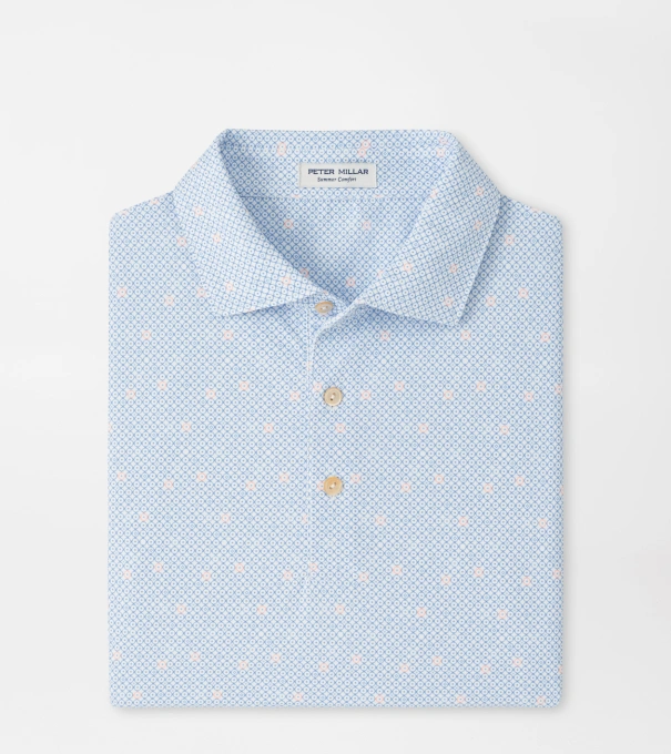 Santiago Performance Mesh Polo in WHITE / BLUEBIRD