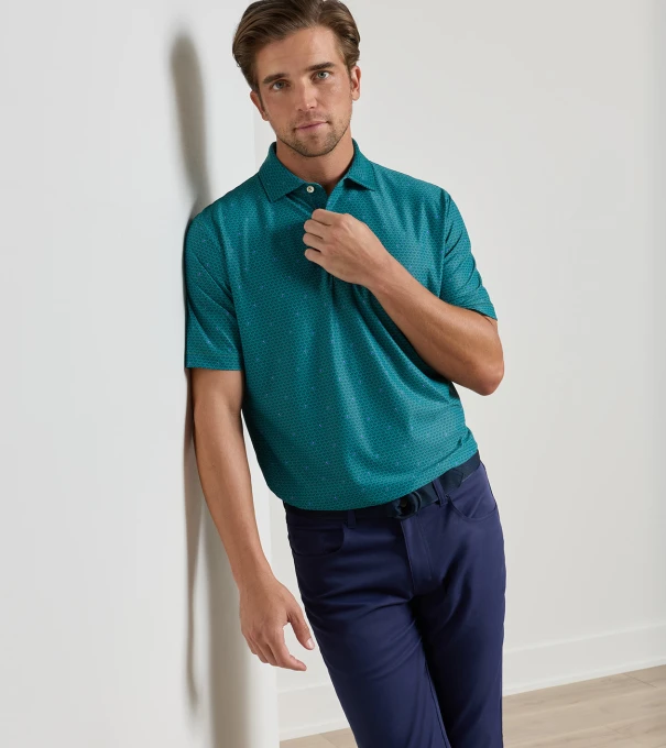 Island Rays Performance Mesh Polo in SNOW PEA