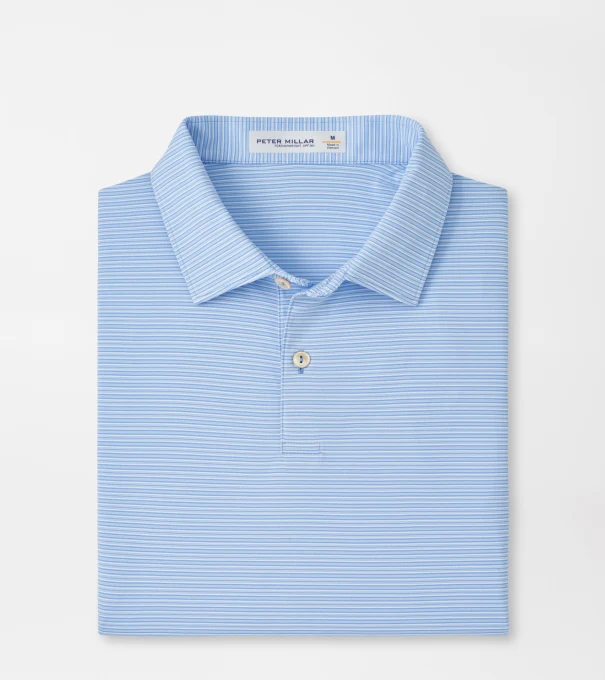 Featherweight Trading Stripe Performance Polo in BLUEBIRD