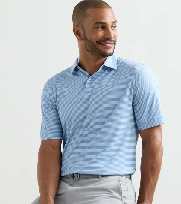 Featherweight Market Stripe Performance Polo in BLUEBIRD