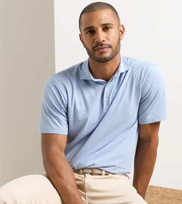 Crown Flex Cotton Polo in CLOUDY BLUE