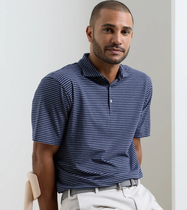Gilman Crown Flex Cotton Polo in Navy