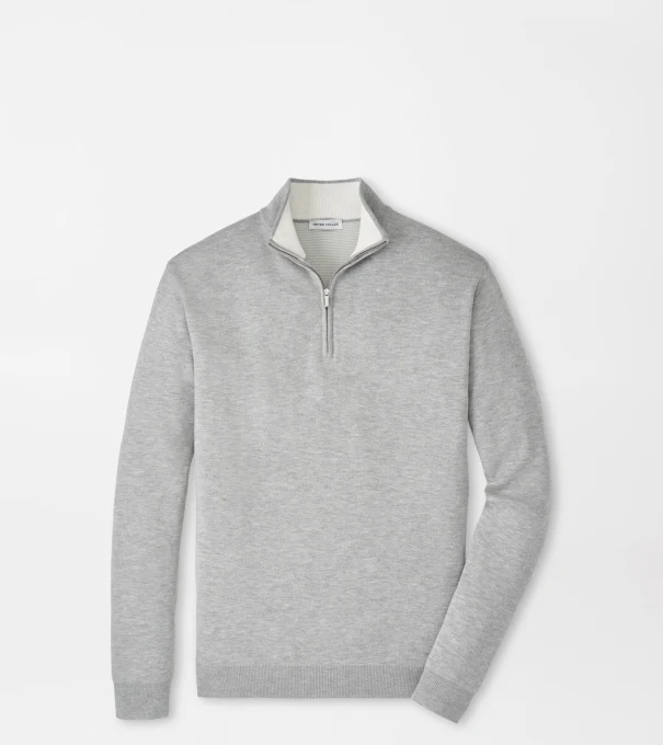 Coolspun Lite Cotton Quarter-Zip Sweater in British Grey