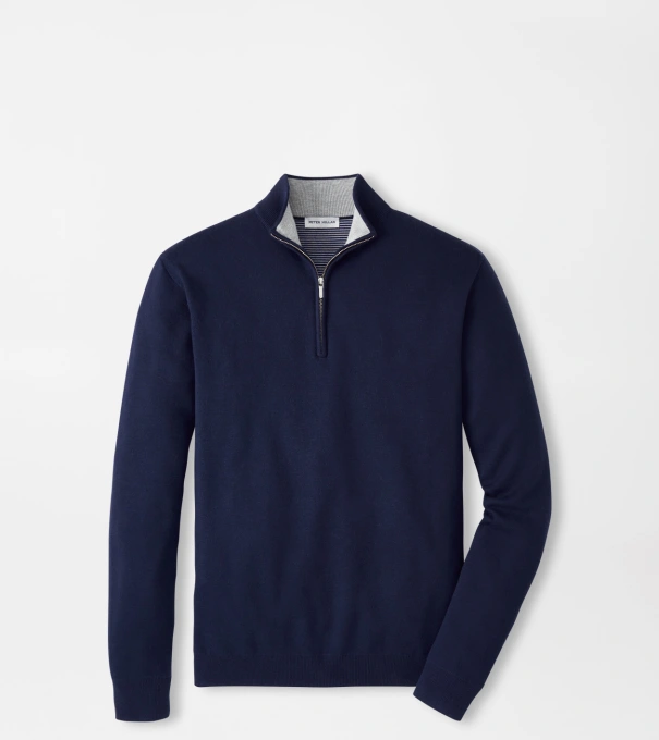 Coolspun Lite Cotton Quarter-Zip Sweater in Navy