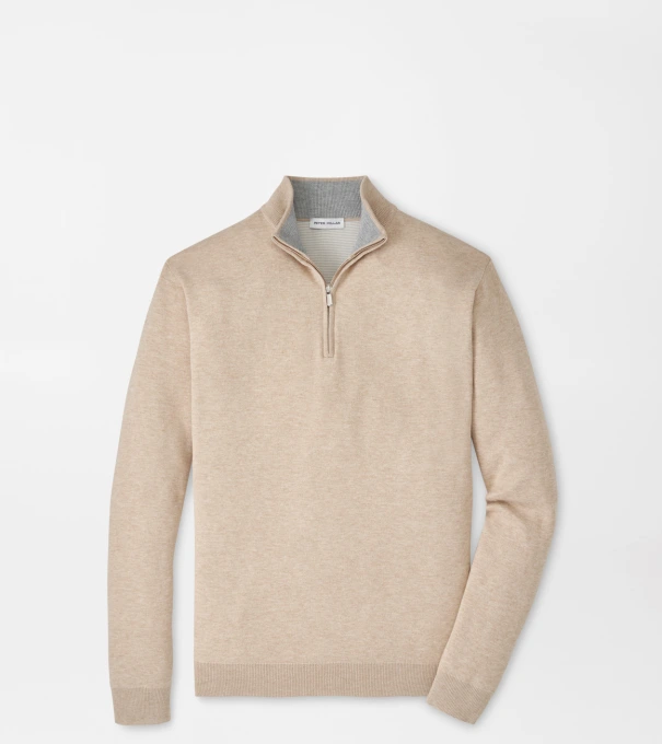 Coolspun Lite Cotton Quarter-Zip Sweater in TRUFFLE