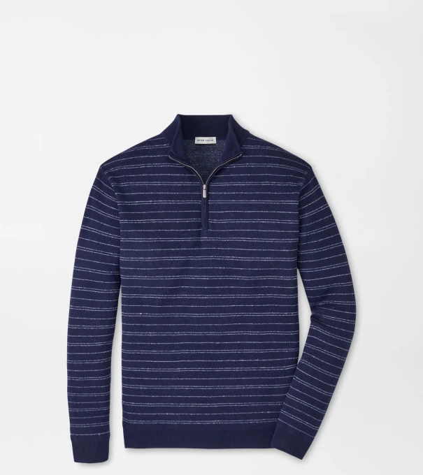 Saratoga Striped Quarter-Zip Sweater in Navy