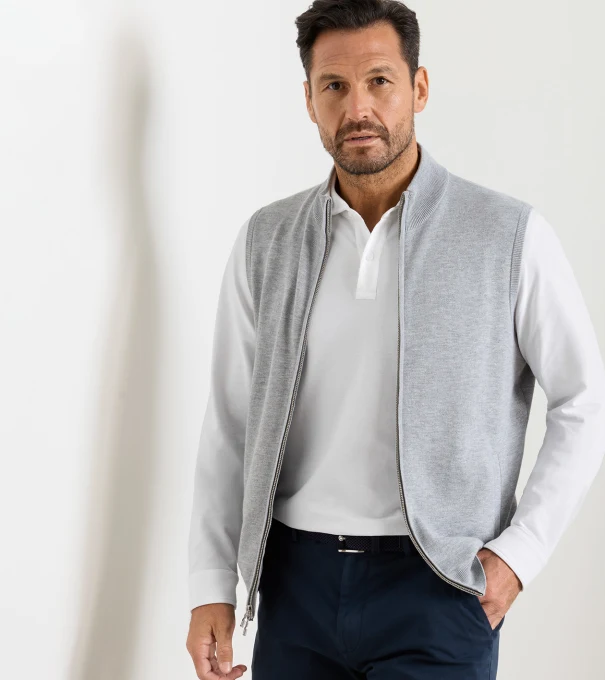 Coolspun Lite Full-Zip Sweater Vest in British Grey