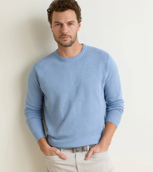 Coolspun Lite Textured Crewneck Jumper in CLOUDY BLUE