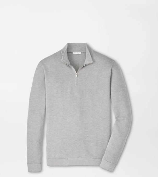 Coolspun Lite Birdseye Quarter Zip Jumper in Gale Grey