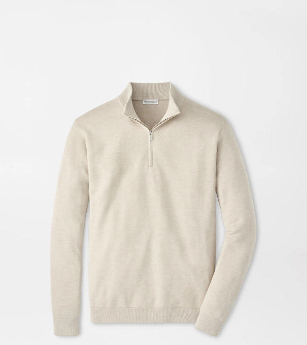 Coolspun Lite Birdseye Quarter Zip Jumper in TRUFFLE