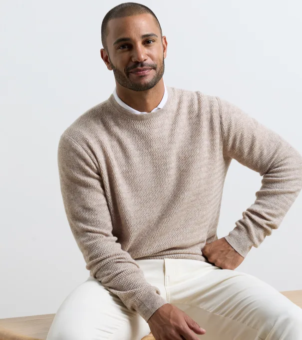 Crosswinds Textured Crewneck Sweater in POPLAR BROWN