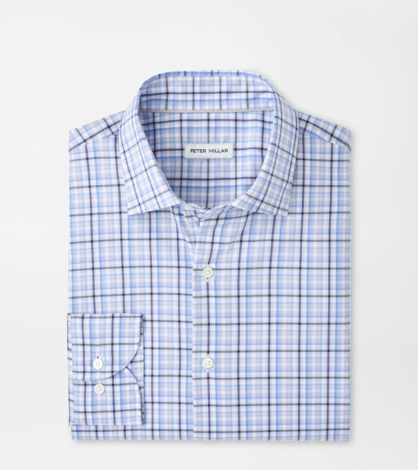Simon Crown Lite Cotton-Stretch Shirt in Cottage Blue