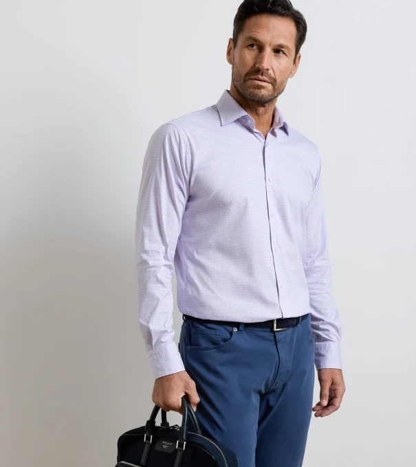 Conway Crown Lite Cotton-Stretch Sport Shirt in TEABERRY PINK