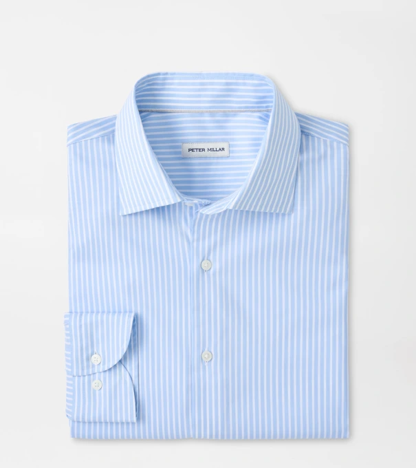 Langley Crown Lite Cotton-Stretch Sport Shirt in Cottage Blue