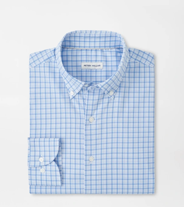 Calvin Crown Lite Cotton-Stretch Shirt in Cottage Blue