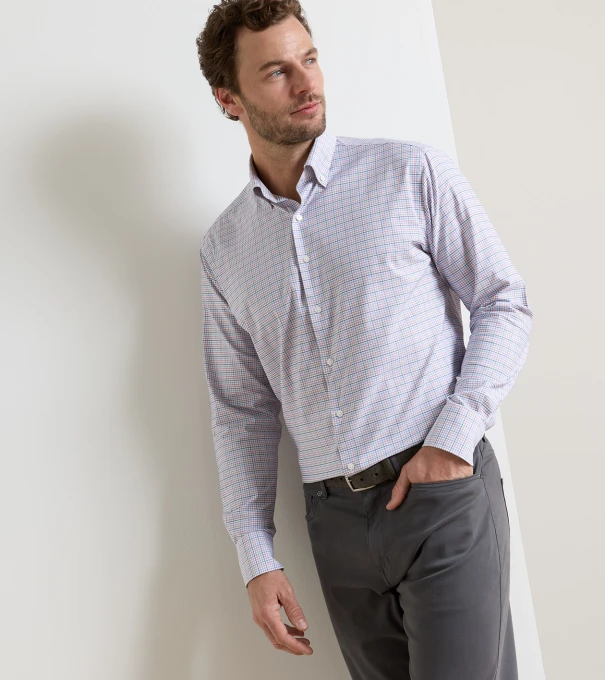 Casey Performance Twill Sport Shirt in Navy