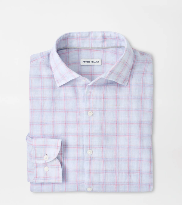 Frisbee Linen Sport Shirt in Stream Blue