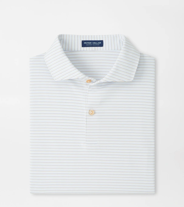 Echo Performance Jersey Polo in WHITE / BLUE BRISK