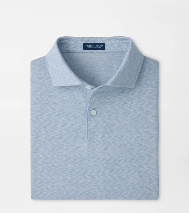 Excursionist Flex Herringbone Knit Polo in Blue Frost