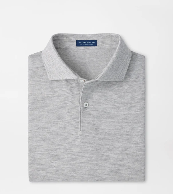 Excursionist Flex Herringbone Knit Polo in British Grey