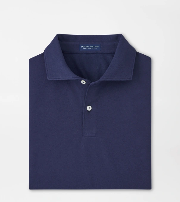 Albatross Cotton-Blend Piqu&eacute; Polo in Navy