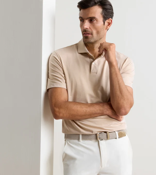 Albatross Cotton-Blend Piqu&eacute; Polo in SUMMER DUNES
