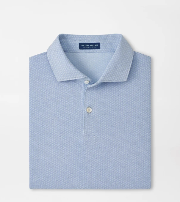 Albatross Diamond Cotton-Blend Piqu&eacute; Polo in Dusk Blue