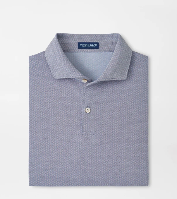 Albatross Diamond Cotton-Blend Piqu&eacute; Polo in Navy