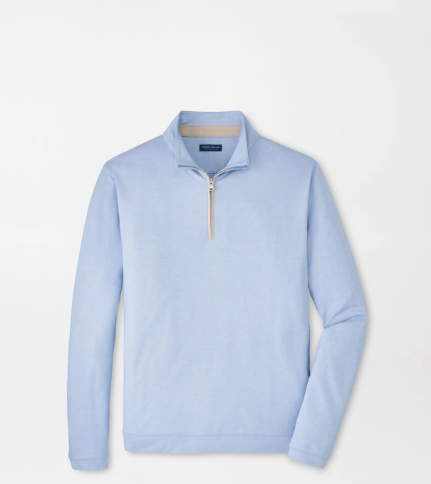 Albatross Cotton-Blend Piqu&eacute; Quarter-Zip in Dusk Blue