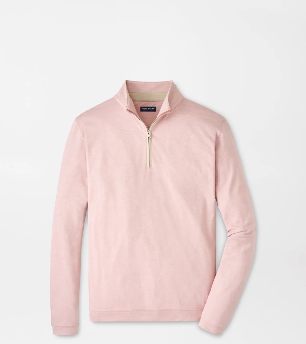 Albatross Cotton-Blend Piqu&eacute; Quarter-Zip in FADED SCARLET