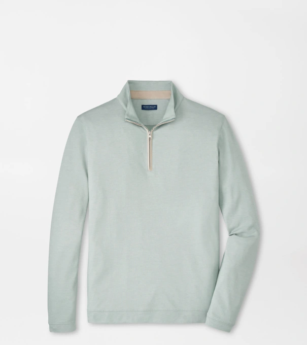 Albatross Cotton-Blend Piqu&eacute; Quarter-Zip in LIGHT WILLOW