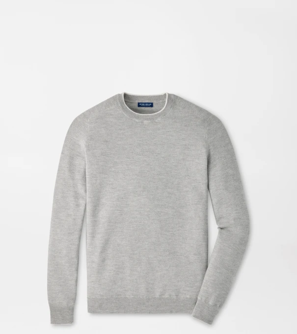 Voyager Cashmere-Silk Saddle Shoulder Crew in Gale Grey