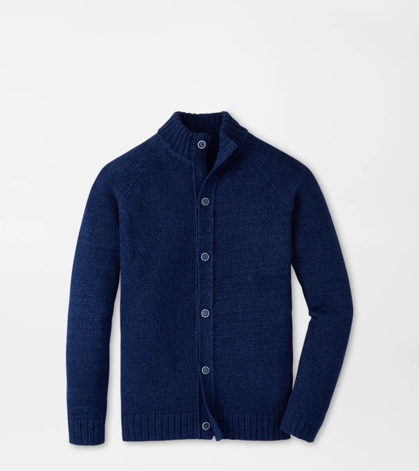 Tilden Full-Button Sweater in Navy