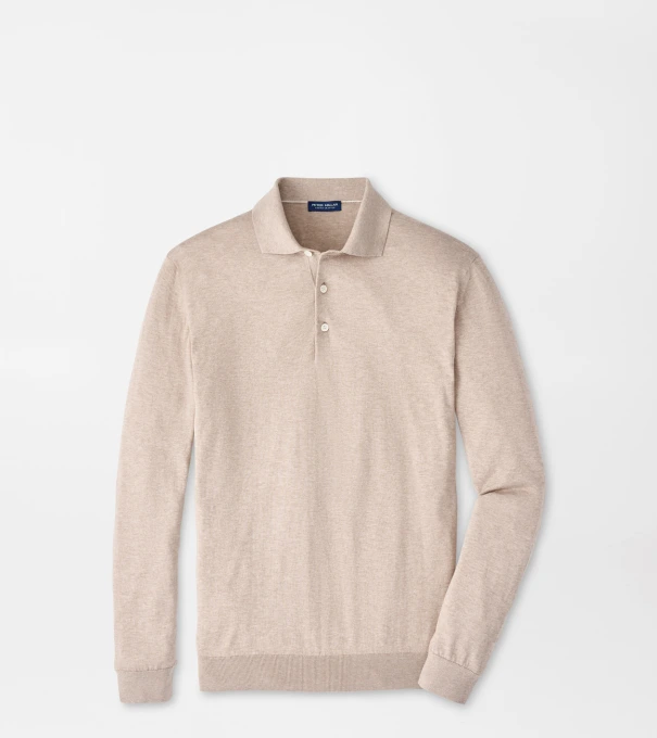 Mariner Sea Island Cotton Sweater Polo in TRUFFLE