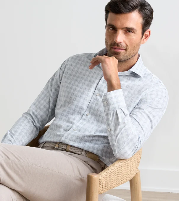 Bechtle Performance Poplin Sport Shirt in IRIS MIST