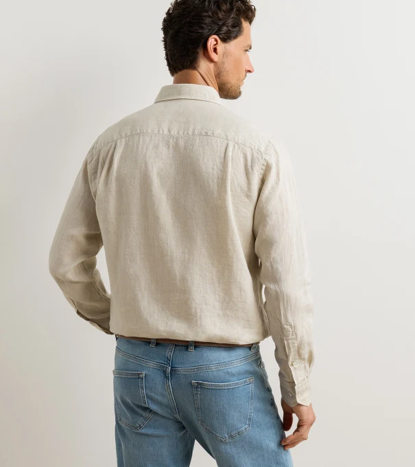 Astino Lino Sport Shirt in TRUFFLE