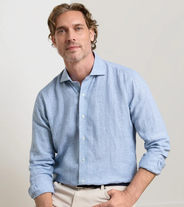 Astino Lino Check Sport Shirt in STORM
