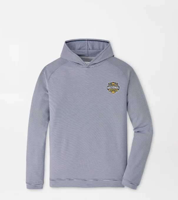 Michigan National Champion Pine Sugar Stripe Performance Hoodie in Navy