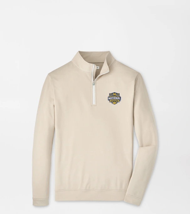 Michigan National Champion Perth M&eacute;lange Performance Quarter-Zip in BISCUIT