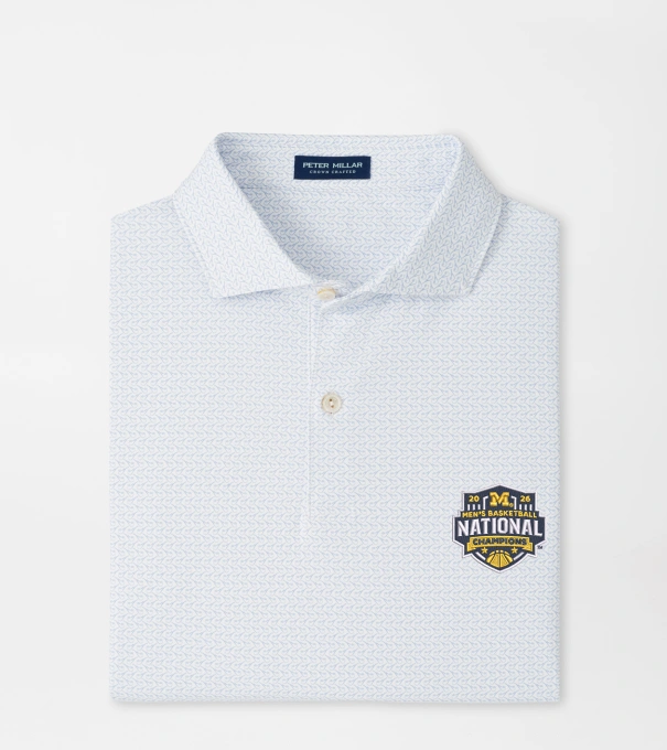 Michigan National Champion Briar Performance Jersey Polo in White