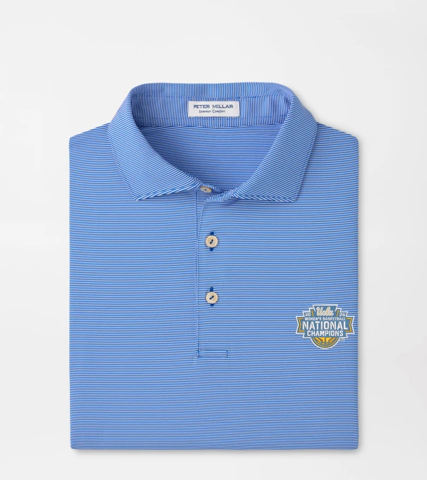 UCLA Women's National Champion Jubilee Stripe Performance Polo in Blue3
