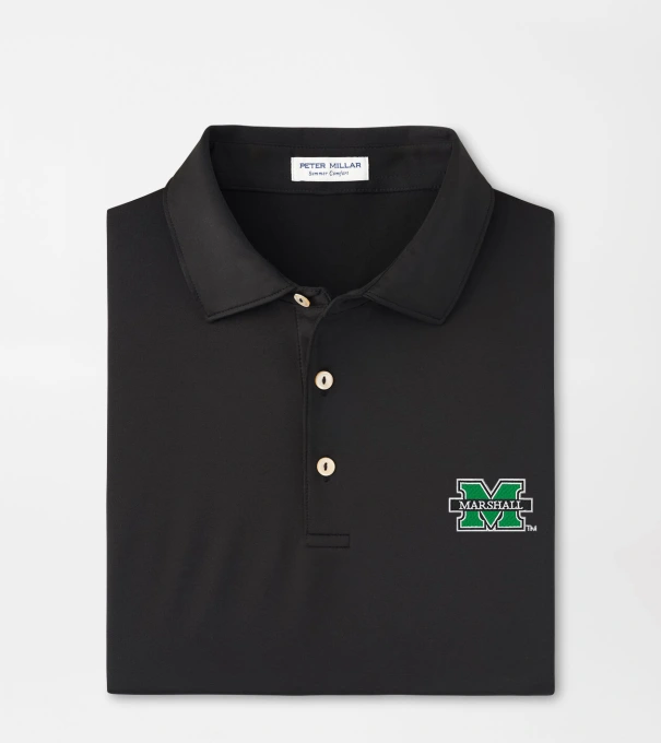 Marshall Solid Performance Jersey Polo in Black