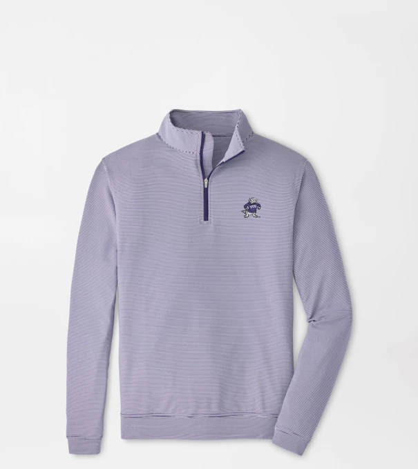 TCU Vault Perth Mini-Stripe Performance Pullover in Purple2/White
