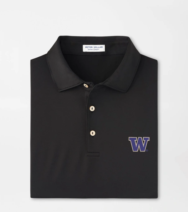 Washington Solid Performance Jersey Polo in Black